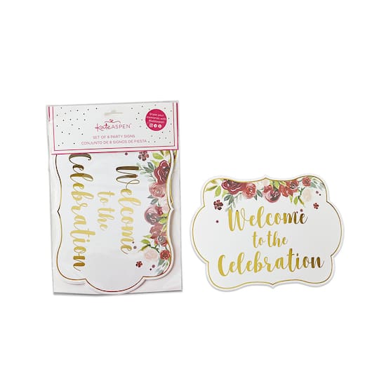 Kate Aspen® Burgundy Blush Floral Party Décor Sign Kit